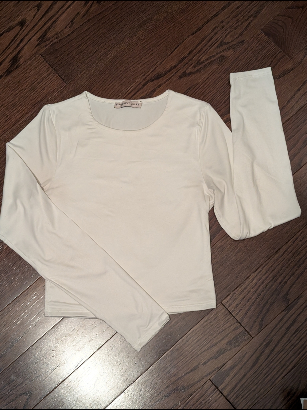 Sincerely Jules Cream Scoop Neck Long Sleeve Top